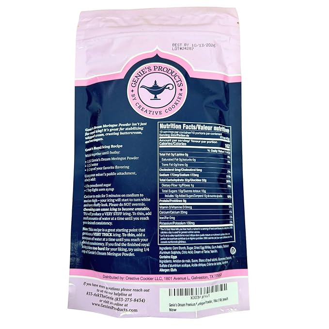 Genie's Dream Premium Meringue Powder 16oz (1lb) pouch