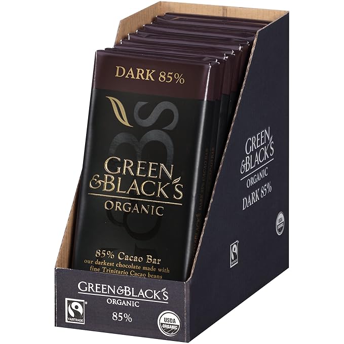 Green &amp Black's Organic Dark Chocolate 85% Cacao 90g (Pack of 10)