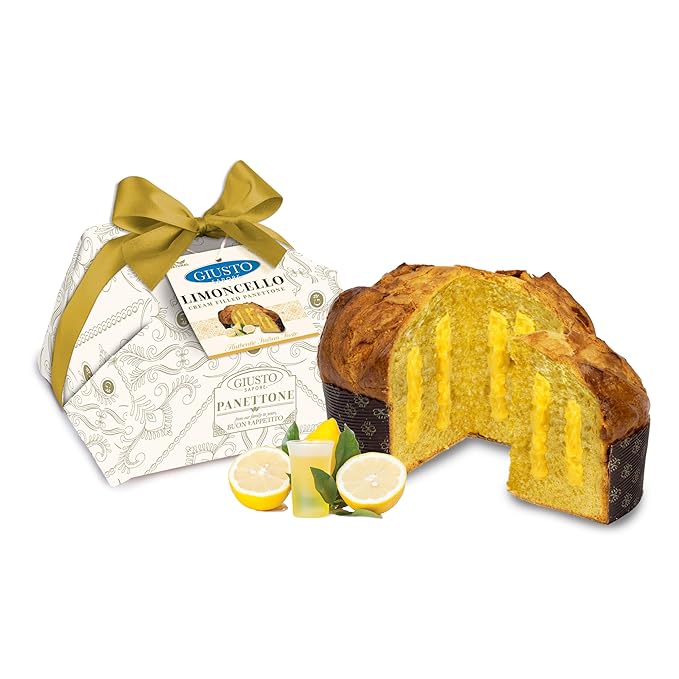 Giusto Sapore Authentic Italian Panettone Filled with Limoncello Cream - New and Imported from Italy Family Owned - 28.21 oz