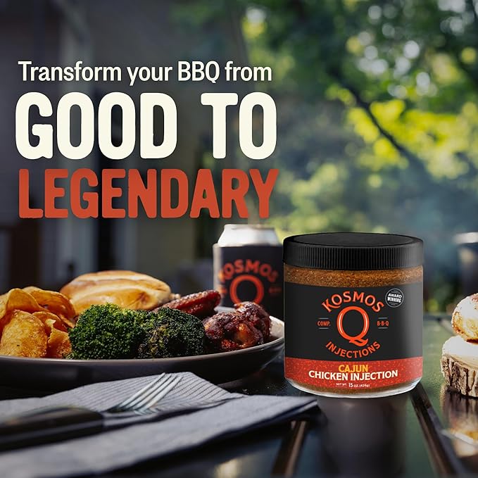 Kosmos Q Cajun Chicken Injection Award-Winning Cajun BBQ Marinade for Whole Chicken Wings Roasted and Smoked Meats Juicy Flavor with Salt &amp Spice Blend 15 Oz Jar