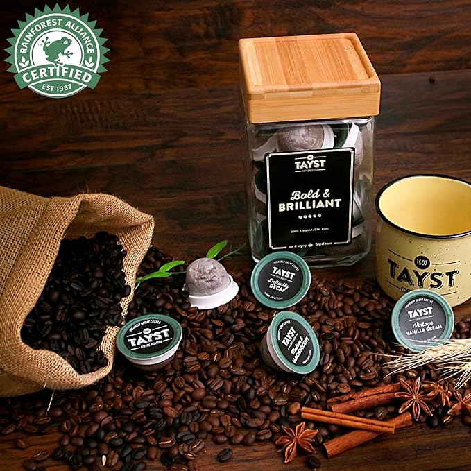 Tayst Coffee Pods Variety Pack Assortment K Cups Compatible with Keurig Coffee Maker Sustainable Single Serve Pack of 50