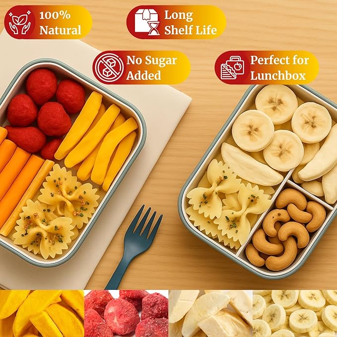 Large Freeze Dried Fruit Snacks Variety Pack - 8 Single Bags with Apple Mango Strawberry Banana - Gluten Free Portable Snack for Kids School Lunch Travel Office - No Sugar Added (4.65oz/132g)