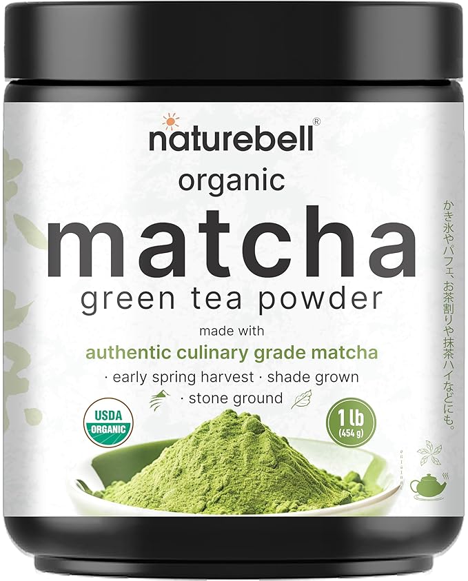 Organic Matcha Green Tea Powder 1 Pound | Unsweetened with Zero Sugar Culinary Grade Potent Early Spring Leaf Harvest Fine Stone Ground – Vegan All Purpose Great for Matcha Latte