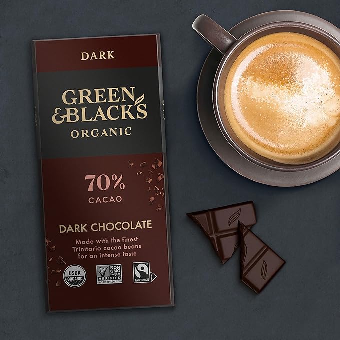 Green &amp Black's Organic Dark Chocolate Bar 70% Cacao 10 - 3.17 oz Bars