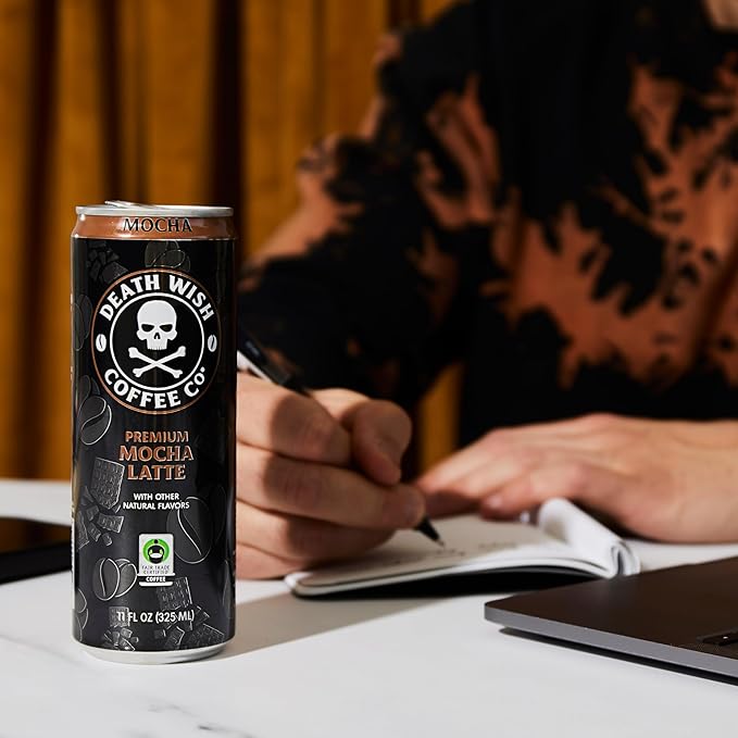 Death Wish Coffee Iced Coffee Cold Brew 8g Protein Fair Trade (Mocha Latte)