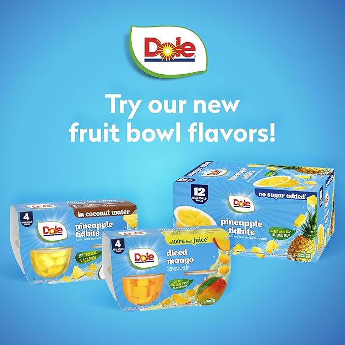 Dole Fruit Bowls Mixed Fruit in 100% Juice Snacks 4oz 24 Total Cups Gluten &amp Dairy Free Bulk Lunch Snacks for Kids &amp Adults