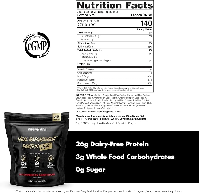 Meal Replacement Protein Light - Light Whole Food Meal Replacement Protein Powder