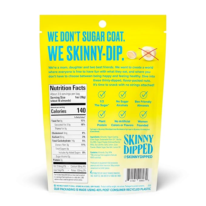 SkinnyDipped Faves Variety Pack Healthy Snack Plant Protein Gluten Free Pack of 6
