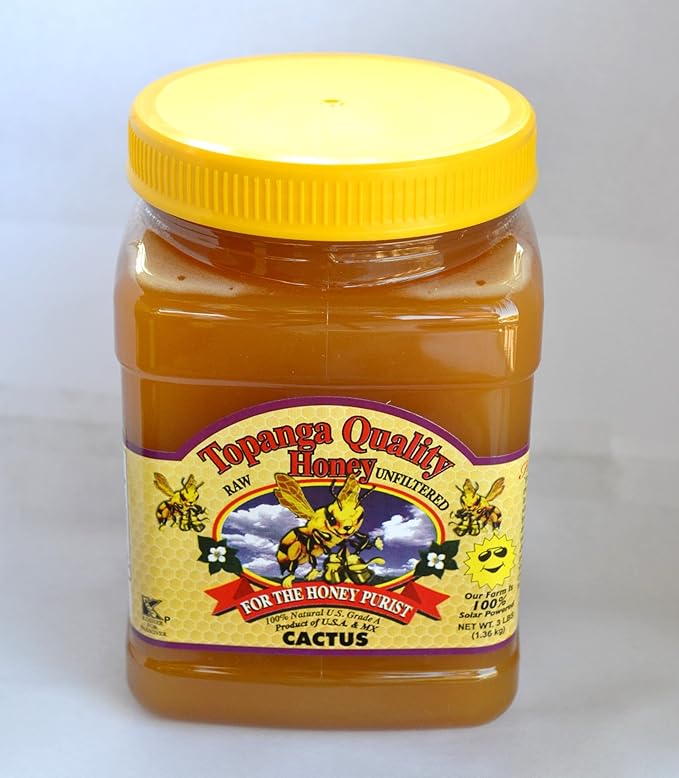 Topanga Quality Honey (Cactus Floral Source) Raw Unfiltered Unpasturized All Natural Kosher - 3 Pounds Each