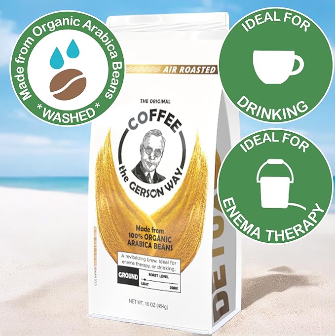 Coffee The Gerson Way - Ground Air Roasted Detox Enema Drinkable (16 oz LIGHT ROAST)
