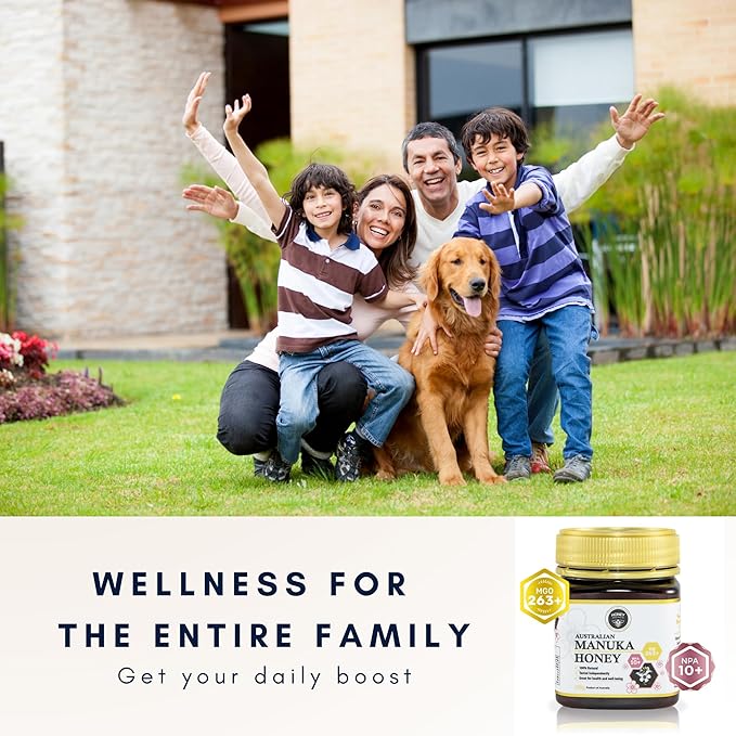 Honey Australia Manuka Honey MGO 263+ | 8.8 oz | Raw Organic Pure Honey for Daily Wellness &amp Energy | Natural Sweetener &amp Health Boost | Rich in Nutrients Delicious Creamy Flavor