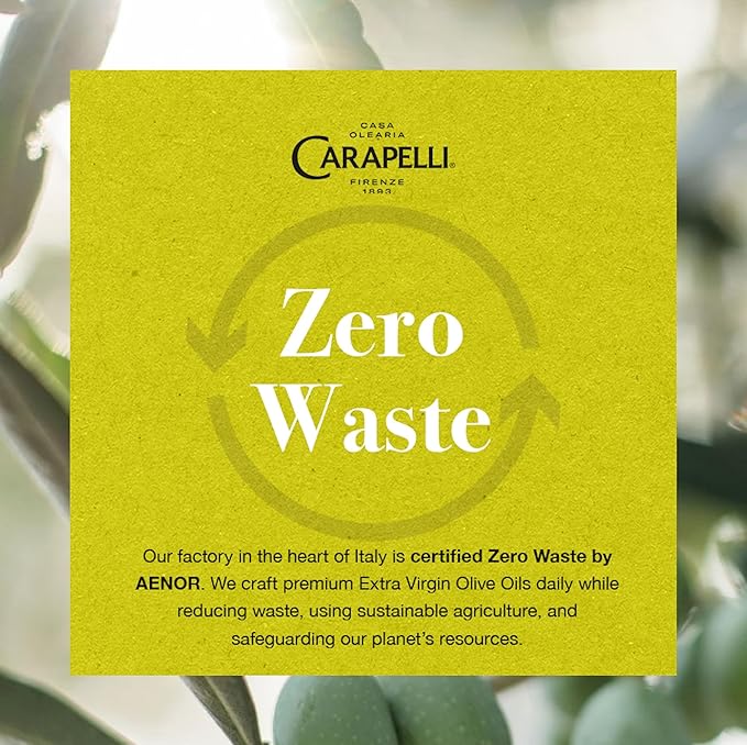 Carapelli - Organic Extra Virgin Olive Oil: Cold-Pressed Organic EVOO – 33.8 Fluid Ounces (1 Liter) (Pack of 2)