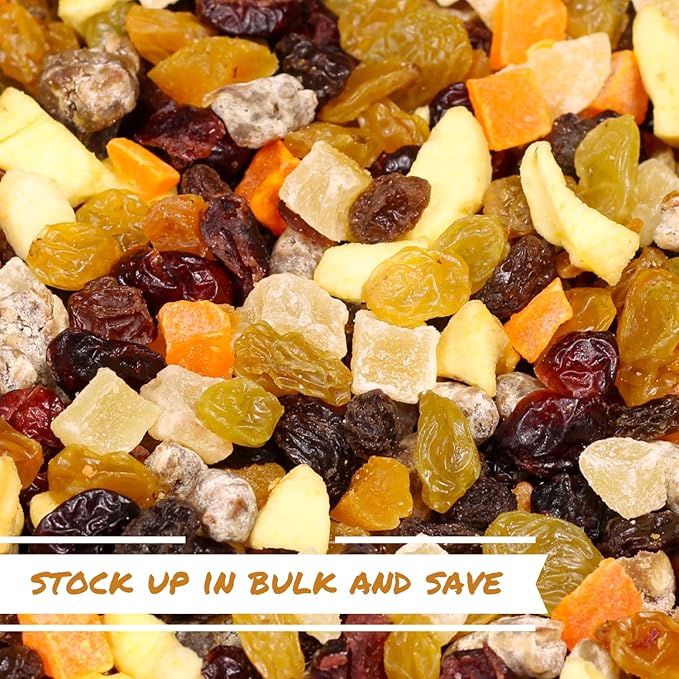 Dried Mixed Fruit Dices Medley - by Its Delish 5 lbs Bulk Bag | Healthy Snacks for Adults Kids &amp Pets | Fresh Cut Snack Mix Dry Fruit and Berries Trail Mix without Nuts | Gluten Free Vegan Kos