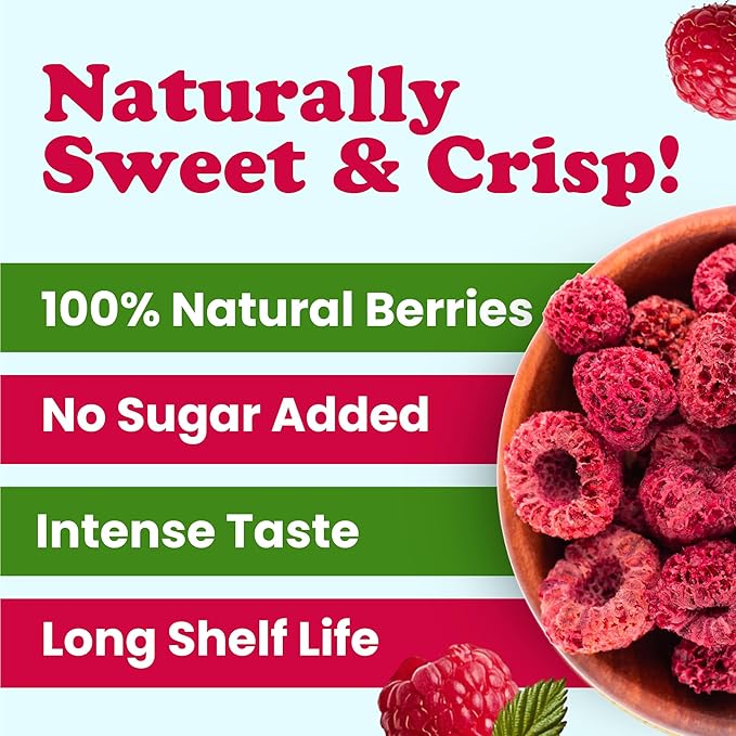 Food to Live Organic Freeze-Dried Raspberries 5 Ounces – Whole Natural Berries No Sugar Added Vegan and Nutritious Snack Perfect for Smoothies and Baking Non-GMO Kosher Bulk