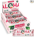 ALOHA Organic Plant Based Protein Bars | Raspberry White Chocolate | 12 Count 1.98oz Bars | Vegan Low Sugar Gluten Free Paleo Low Carb Non-GMO Stevia Free Soy Free No Sugar Alcohol Sweeteners
