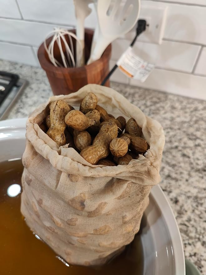 Boiled Peanuts Kit | Contains Premium In Shell Peanuts Salt and a Unique Seasoning Blend in a Muslin Cooking Bag | 4 Kits of Buffalo Wing Flavor