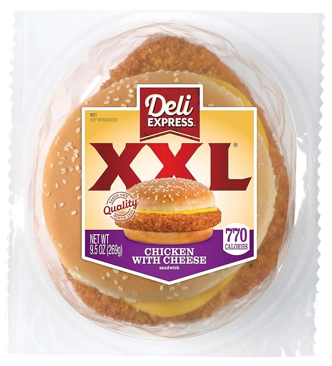 Deli Express XX Large Chicken with Cheese Sandwich -- 6 per case.