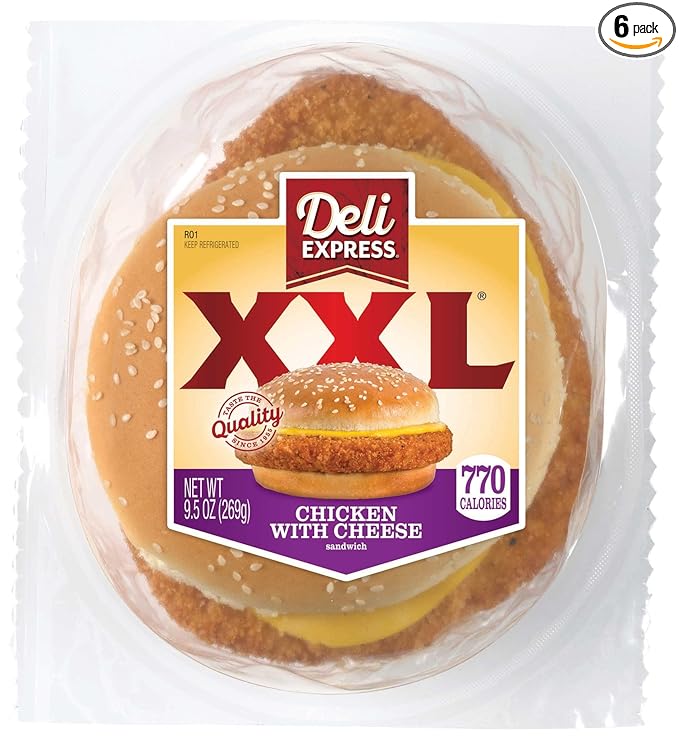 Deli Express XX Large Chicken with Cheese Sandwich -- 6 per case.