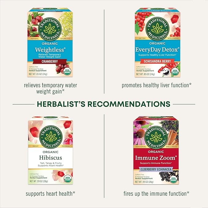 Traditional Medicinals Tea Organic Rose Hips &amp Hibiscus - Supports Everyday Wellness - Kosher Non-GMO Caffeine-Free - 96 Tea Bags (Pack of 6)