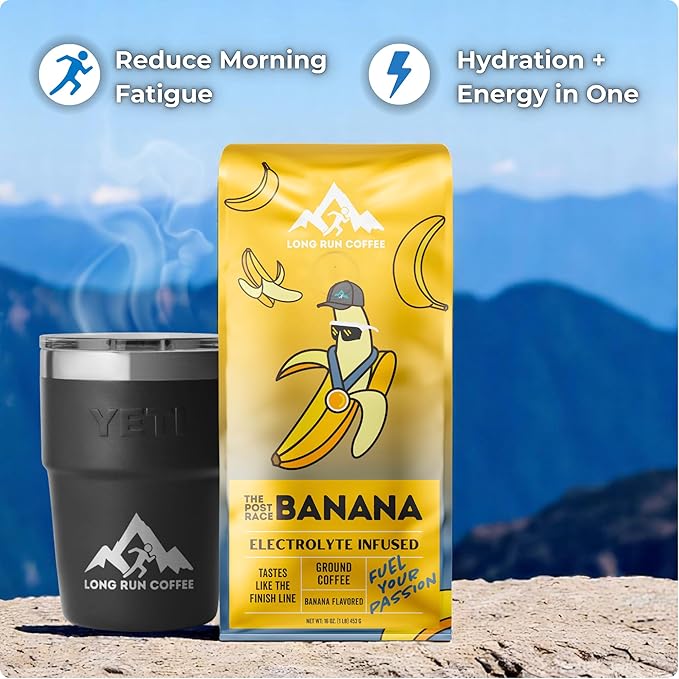 Long Run Coffee – Hydrating Coffee with Electrolytes – All Natural Energy + Hydration + Recovery for Athletes – Stomach Friendly Electrolyte Coffee for Runners (5 lb Banana Bread)