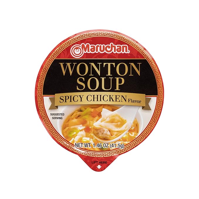 Maruchan Microwavable Bowl Wonton Hot and Spicy Chicken Flavor Pack of 8