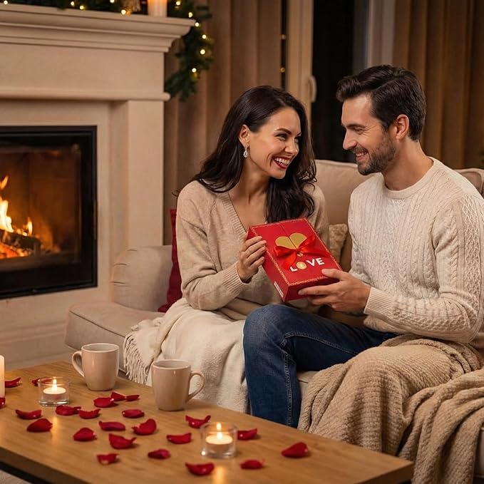 CARIANS Valentine's Day Belgian Chocolate Gift Box of Love Luxury Milk Chocolates with Strawberry and Hazelnut Cream Elegant Valentine’s Day Gift for Her and Great Present for Lovers 12 pc
