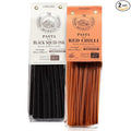Morelli Organic Pasta Variety Pack - Black Squid Ink Pasta Linguine and Red Chili Linguine - Imported Italian Pasta Sampler - Includes Two-8.8 oz Packages of Gourmet Pasta from Italy