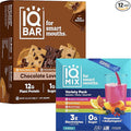 IQBAR Brain and Body Keto Protein Bars - 12 Count Chocolate Lovers Variety Low Carb Vegan Bars &amp IQMIX Sugar Free Electrolyte Powder Packets - 8 Count Sampler Pack Keto Electrolytes with Lions Ma