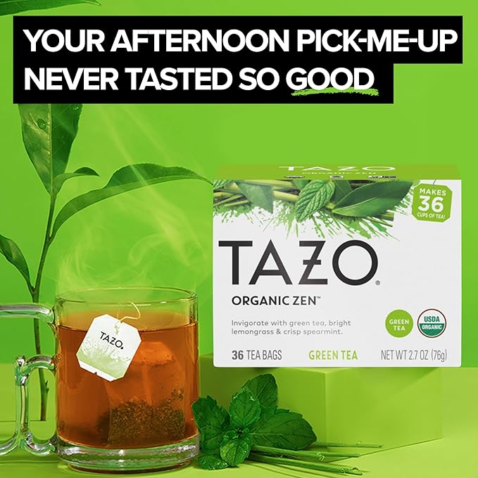 TAZO Organic Zen Green Tea Green Tea Zen for Health and Wellness 144 Total Tea Bags (36ct - Pack of 4)