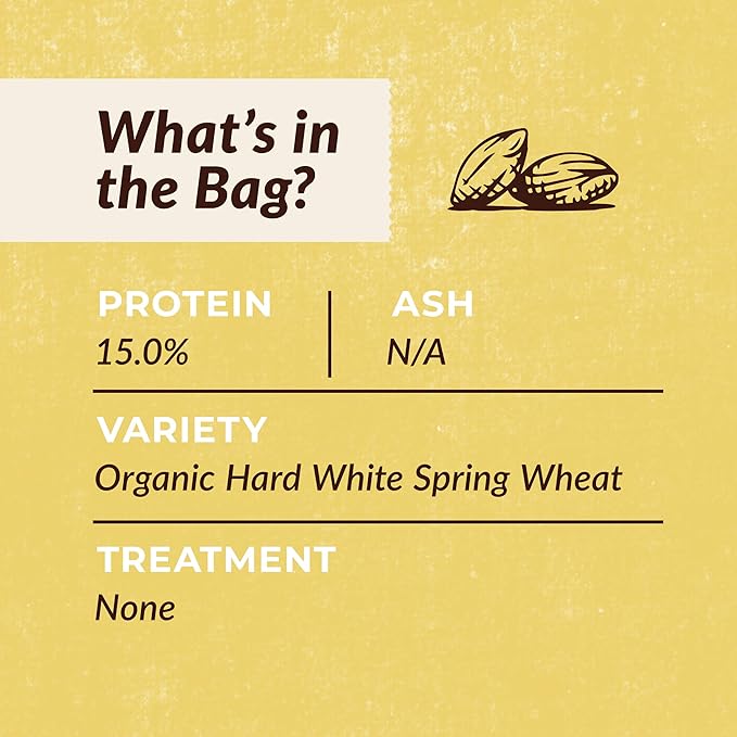 100% Organic Hard White Wheat Berries - 25 lbs