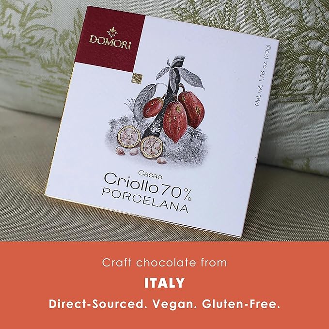 Domori Porcelana 70% Dark Chocolate 3 Pack - Italian Chocolate - Bean-to-Bar Direct Sourced - Gluten-Free Vegan - Bundle