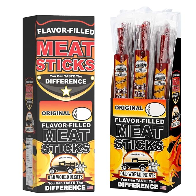 Old World Meats Meat Sticks 110 Calories Keto Low Carb 1g Sugar Fuelings 20 Pack 1 ounce sticks (Original Mild)