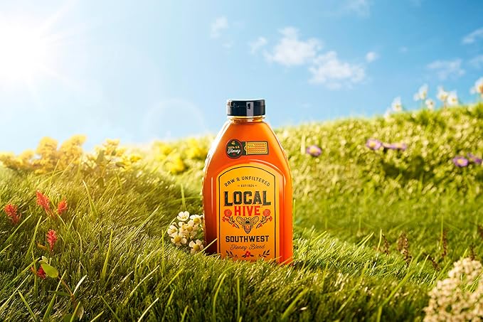 Local Hive Southwest Raw &amp Unfiltered – 32 oz | 100% Pure U.S. Honey | Natural Sweetener Sourced from American Bees &amp Beekeepers | Medium-Bodied Cedar Flavor | Ideal for Tea Baking &amp Cook