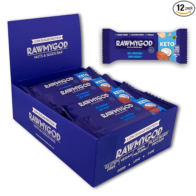 RAWMYGOD Fruit and Nut Bars Gluten Free Vegan No Added Sugar (12 bars Keto)