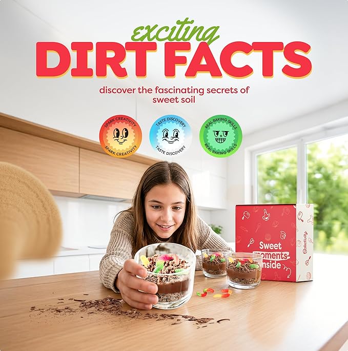 BAKETIVITY Dirt Pie Kids Baking Kit | Delicious Chocolate Cake Kids Baking Set for Girls &amp Boys | Baking Set for Kids with Pre-Measured Ingredients | Perfect Family Gifts for Cooking Lovers Ages 6