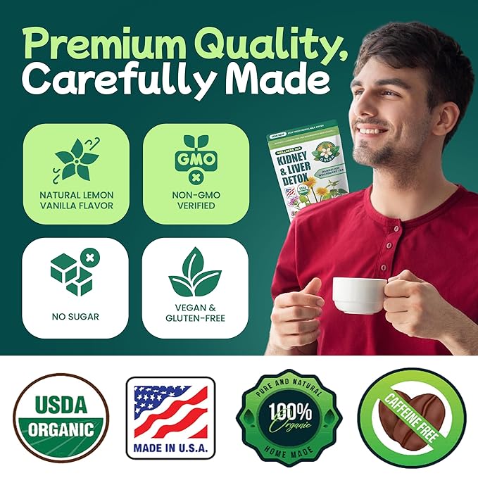 Ovida Dandelion Wolfberry Tea – Natural Kidneys &amp Liver Health Tea Organic Herbal Tea with Milk Thistle Turmeric &amp Goji Berry Seven Herbal Ingredients Natural Blend for Daily Wellness 15 T