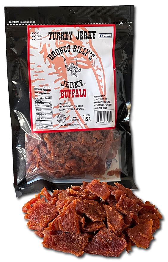 Bronco Billy's Turkey Jerky Buffalo Flavor Half Pound Resealable Bag
