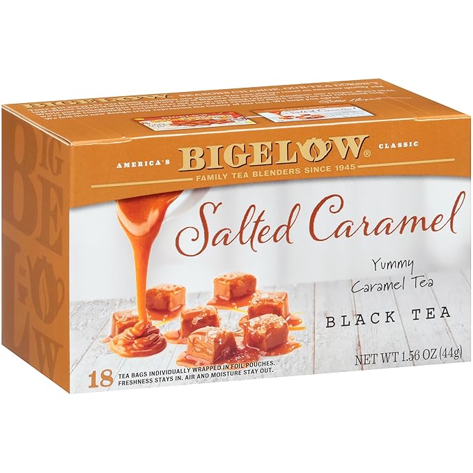 Bigelow Tea Salted Caramel Black Tea Caffeinated Tea with Caramel and Salt Holiday and Christmas Tea 18 Count Box (Pack of 6) 108 Total Tea Bags