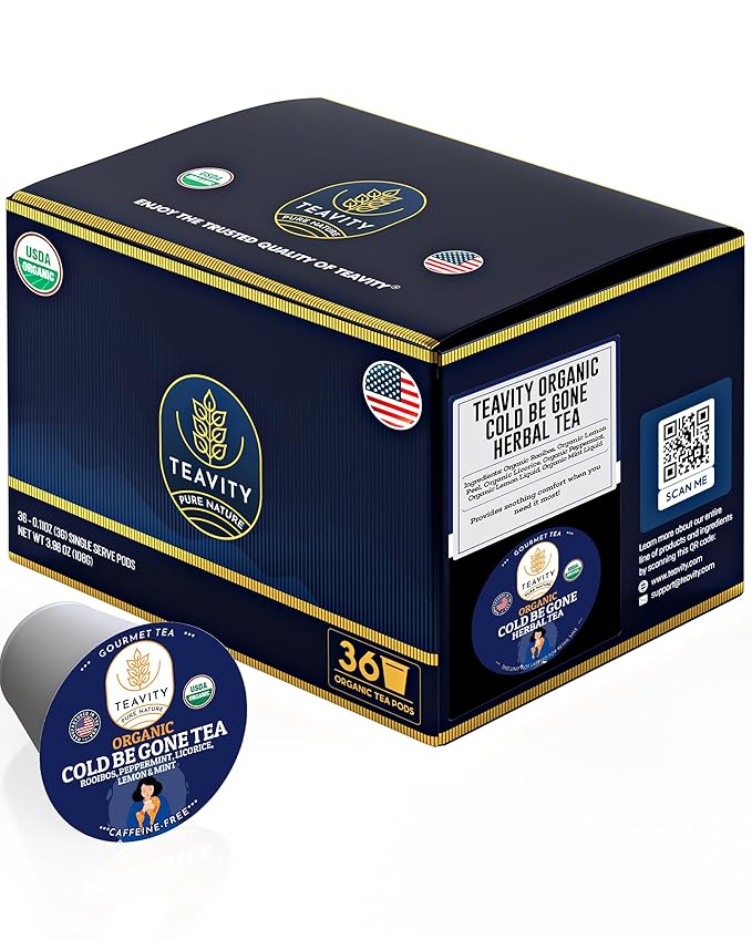 Organic Rooibos Tea Pods for Keurig with Lemon Mint Licorice - Unsweetened Decaf Tea for K Cup Brewing by Teavity (36 Tea Pods)