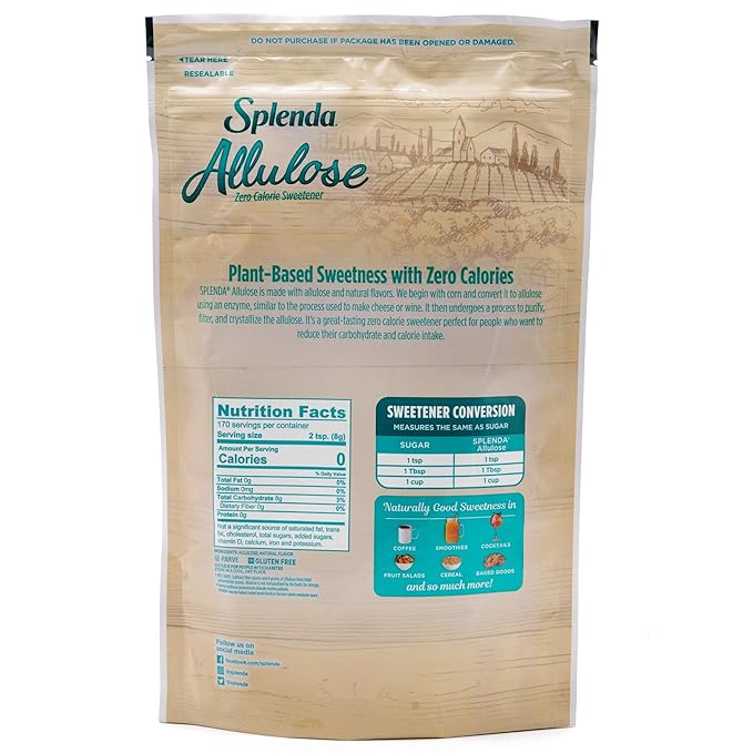 SPLENDA Allulose Plant Based Zero Calorie Sweetener For Baking &amp Beverages 3 Pound Resealable Pouch
