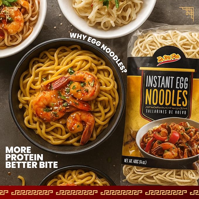 De Mi Pais Egg Noodles – Instant Egg Noodles for Soup Stir-Fry Pasta or Ramen Recipes Traditional Noodles Eggs Crafted in Cambodia Using Traditional Techniques for Rich Flavor – 14 oz | 3-Pack