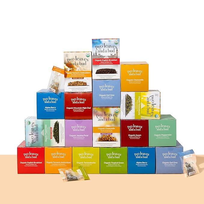 Two Leaves and a Bud Alpine Berry Herbal Tea Bags Naturally Caffeine Free Whole Leaf Herbal Tea in with Hibiscus in Sachets 100 Count