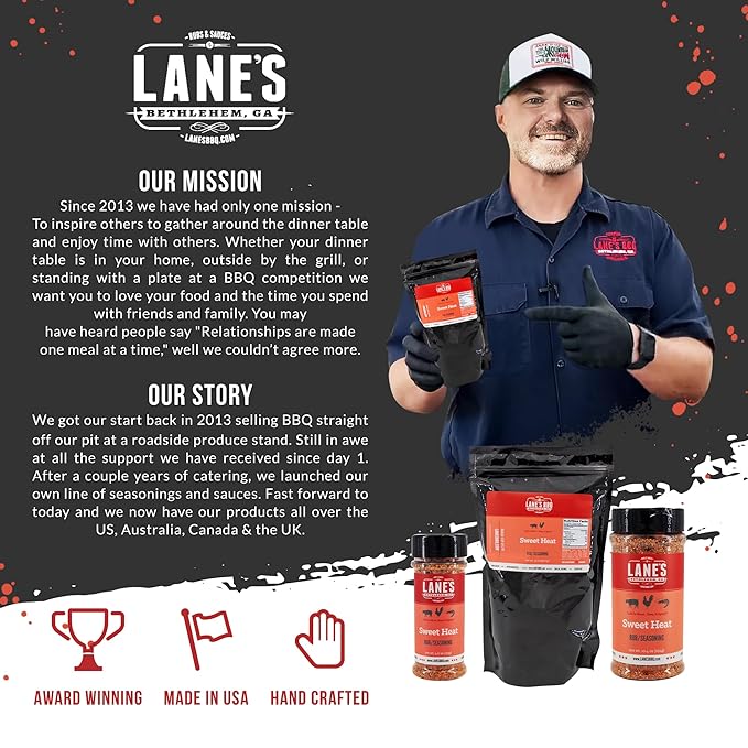 Lane's Sweet Heat Rub Seasoning All-Natural BBQ Brisket Rub Goes Well with Butt Rub Seasoning No MSG Brisket Seasoning &amp Made in USA 2 Lbs