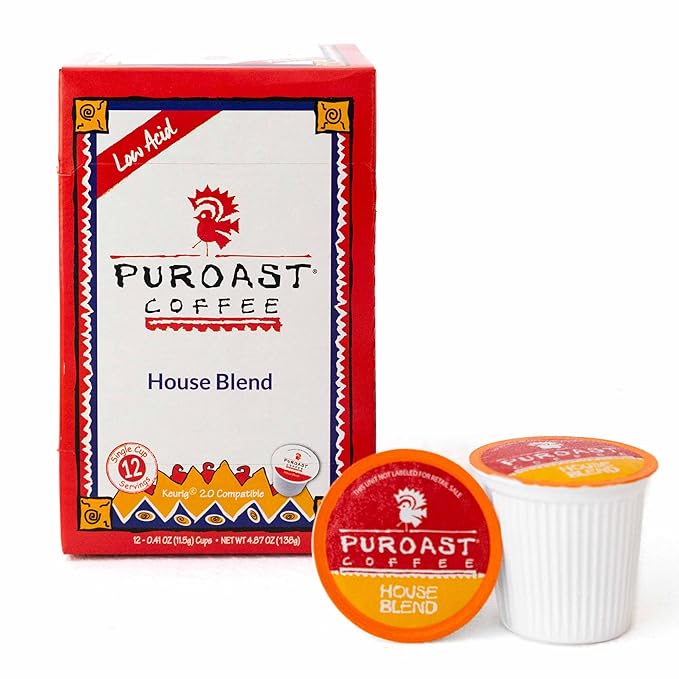 Puroast Low Acid Coffee Pods – House Blend Medium Roast French Roast Dark Roast &amp Lost Art Medium Roast – Single Serve Pods – Keurig Compatible – High Antioxidants – GERD Friendly – 3 Pack 12 Ct