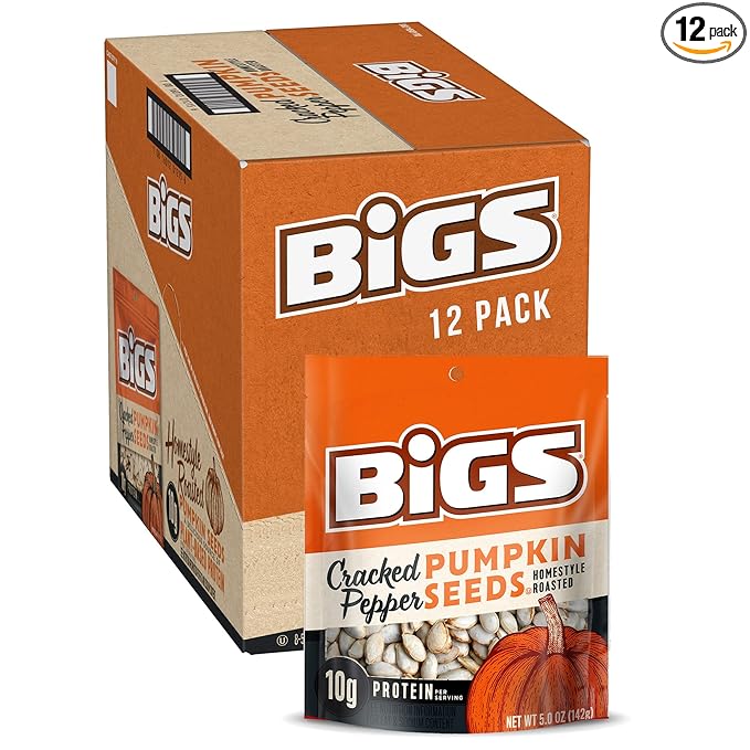 BIGS Cracked Pepper Homestyle Roast Pumpkin Seeds 5-oz. Bag (Pack of 12) Packaging May Vary