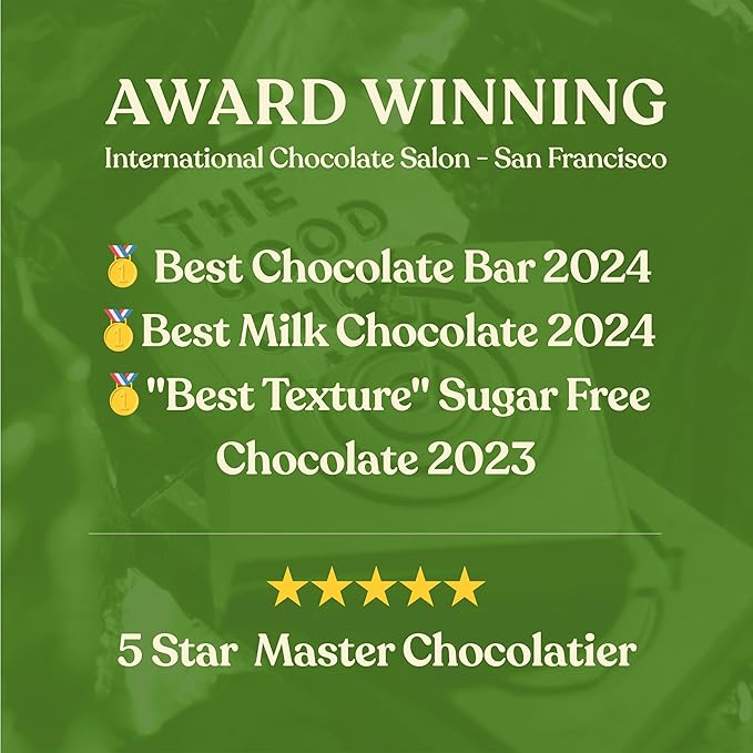 THE GOOD CHOCOLATE – Peppermint Dark Chocolate Bars with Zero Sugar &amp Lower Net Carbs – Keto Chocolate Bar with Lower Calories All Natural and Non-GMO Keto Snacks 2.5 oz (6 Bars Value Pack)