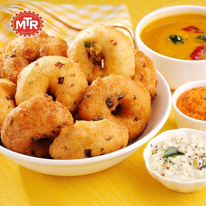 MTR Instant Vada Mix - Ready to Cook Authentic Indian Breakfast Lunch Dinner or Snack Meal - No Added Preservatives - A Quick &amp Easy Recipe Suitable for Vegetarians - (200g Pack of 6)