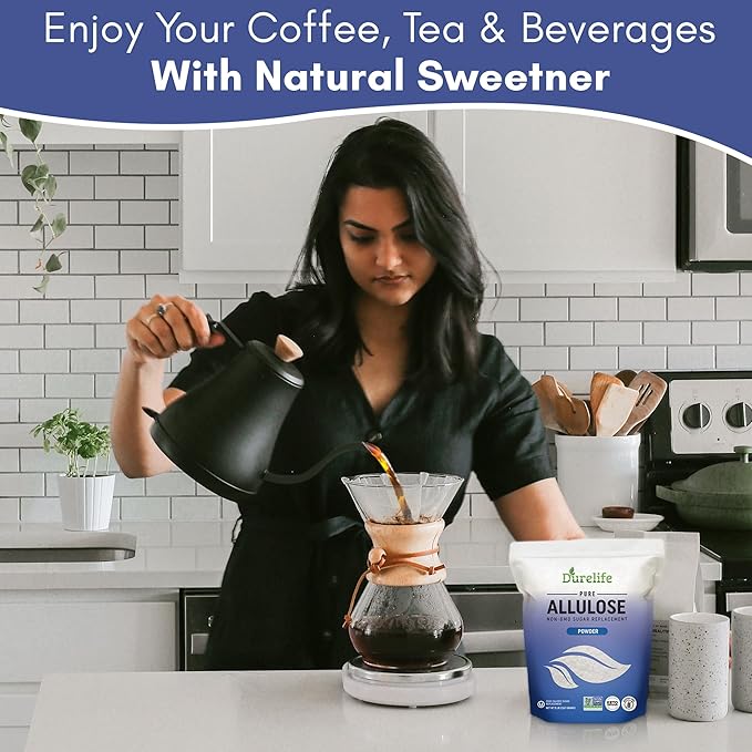 Durelife Allulose sweetener 5 lb 100% Pure No Erythritol powdered Sugar Substitute NON-GMO Project Verified Keto Certified OU kosher No Fillers Zero Calories sugar alternative 5 Lbs