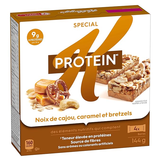 Kellogg's Special K Protein Bars Cashew Caramel Pretzel 4ct 144g/5.1 oz (Imported from Canada)