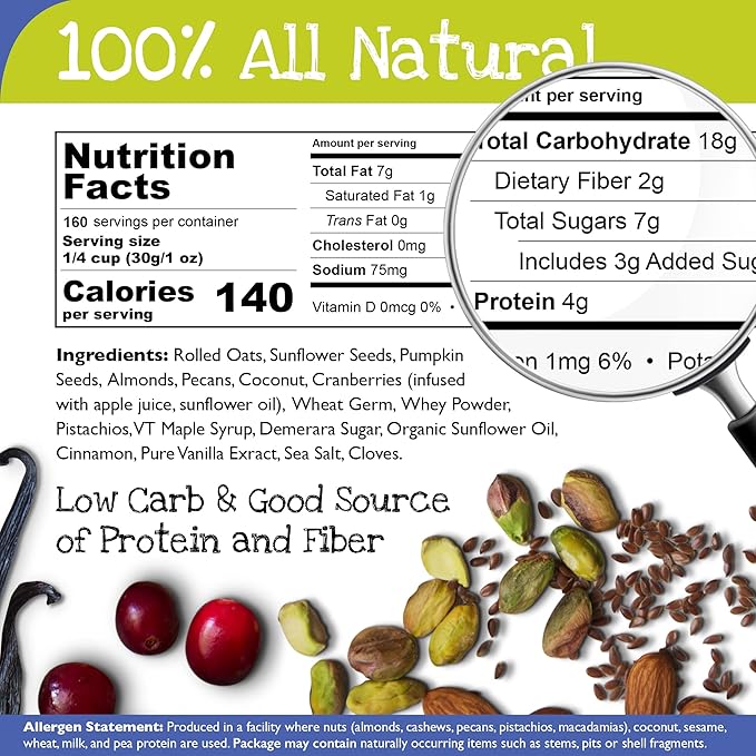 True North Granola – Go Nuts Granola with Dried Cranberries Almonds Coconut Pecans and Pistachios All Natural and Non-GMO Bulk Bag 10 lb.